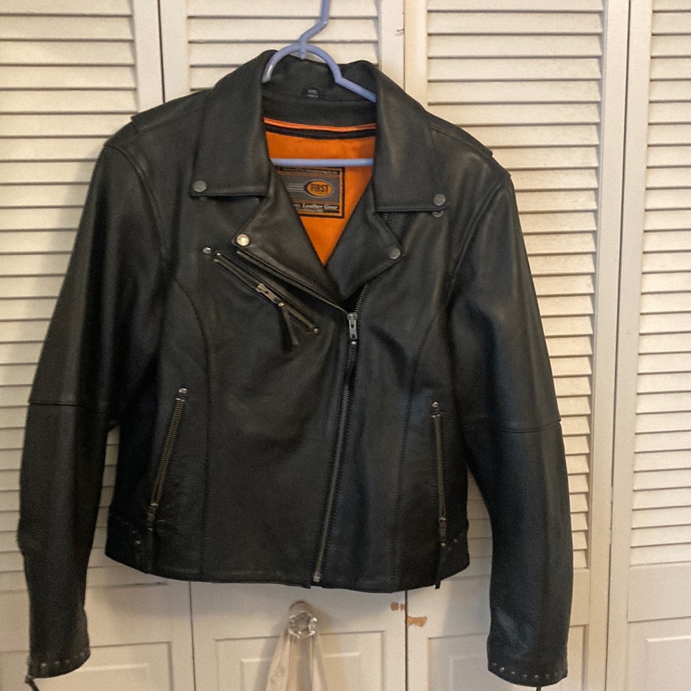 Womens leather motorcycle jacket XXL
